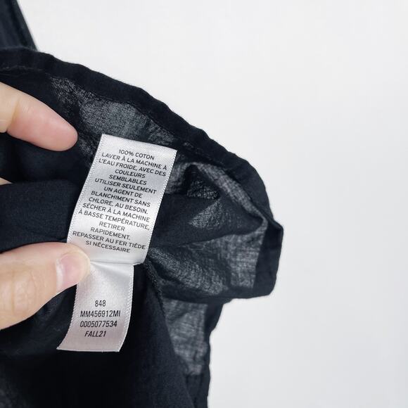 Melrose and Market Medium M Black Peasant Long Sleeve Blouse Top Cinch Sleeve - Picture 8 of 8